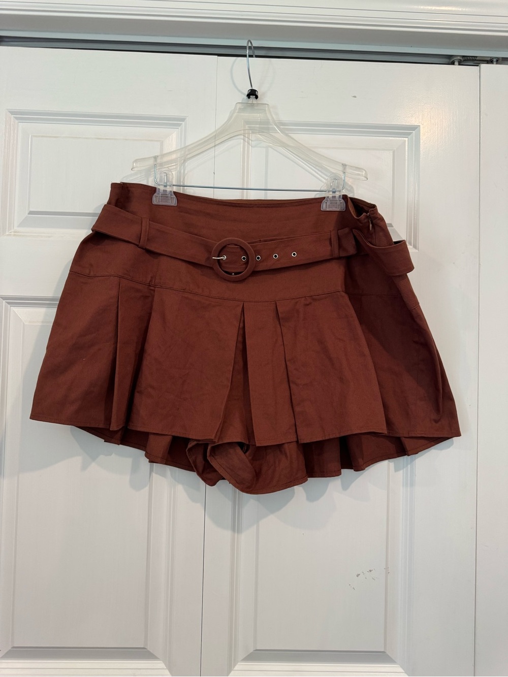 Anthropologie Maeve Brown Belted Pleated Skort Plus Size 16W Y2K Aesthetic